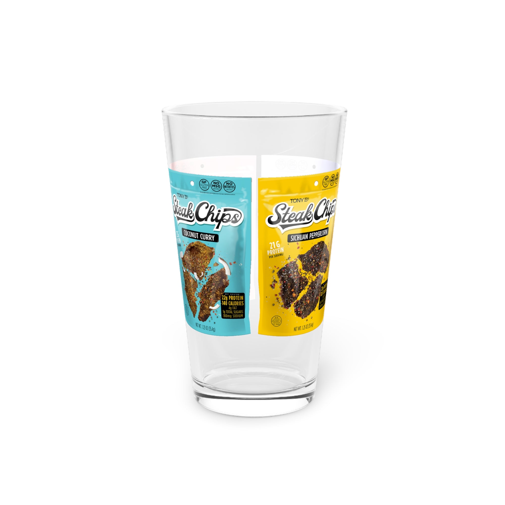 Steak Chip Pint Glass, 16oz